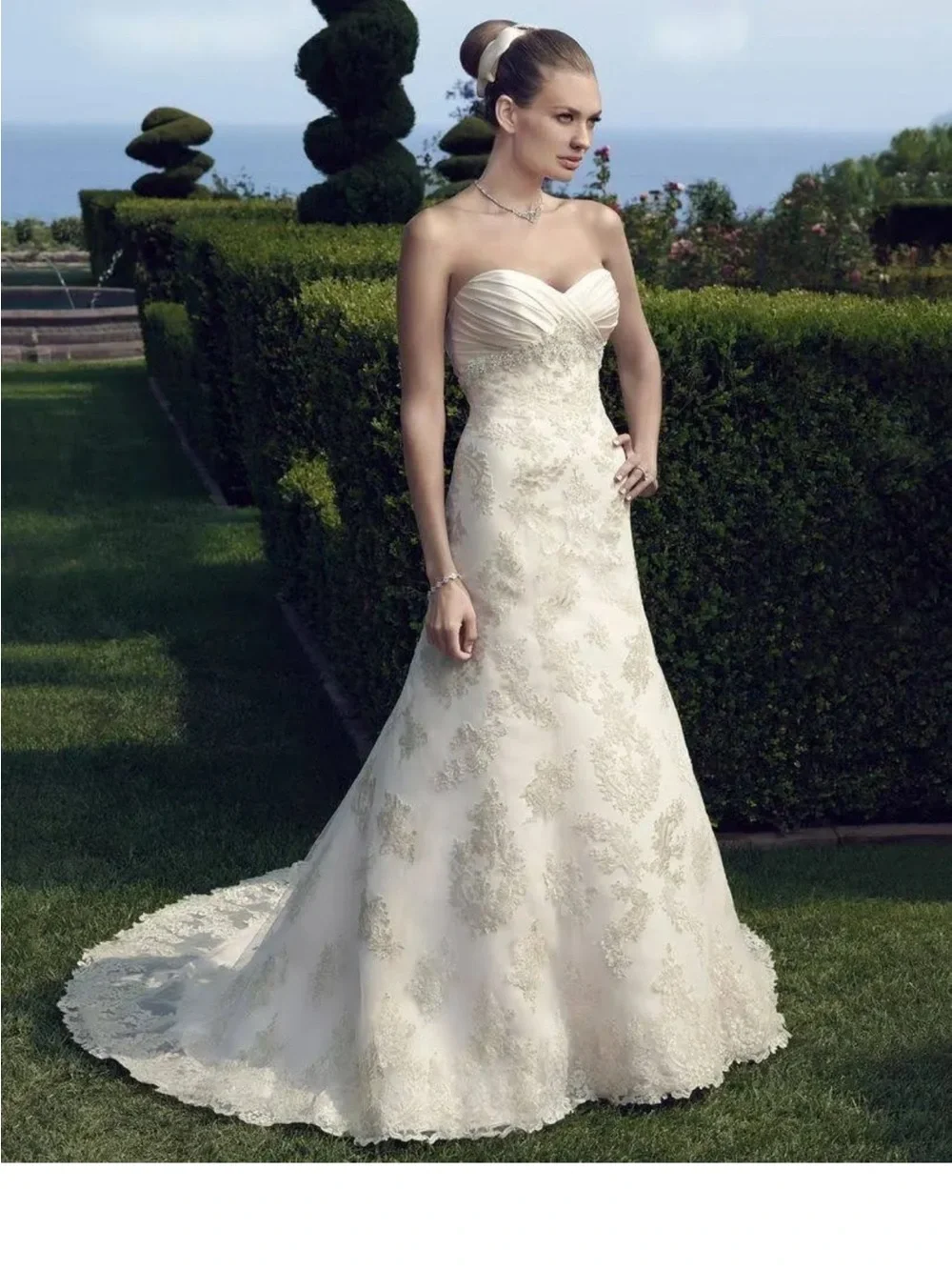Casablanca Wedding Dress 2161- Ivory Lace Bridal Gown with Beaded Waist